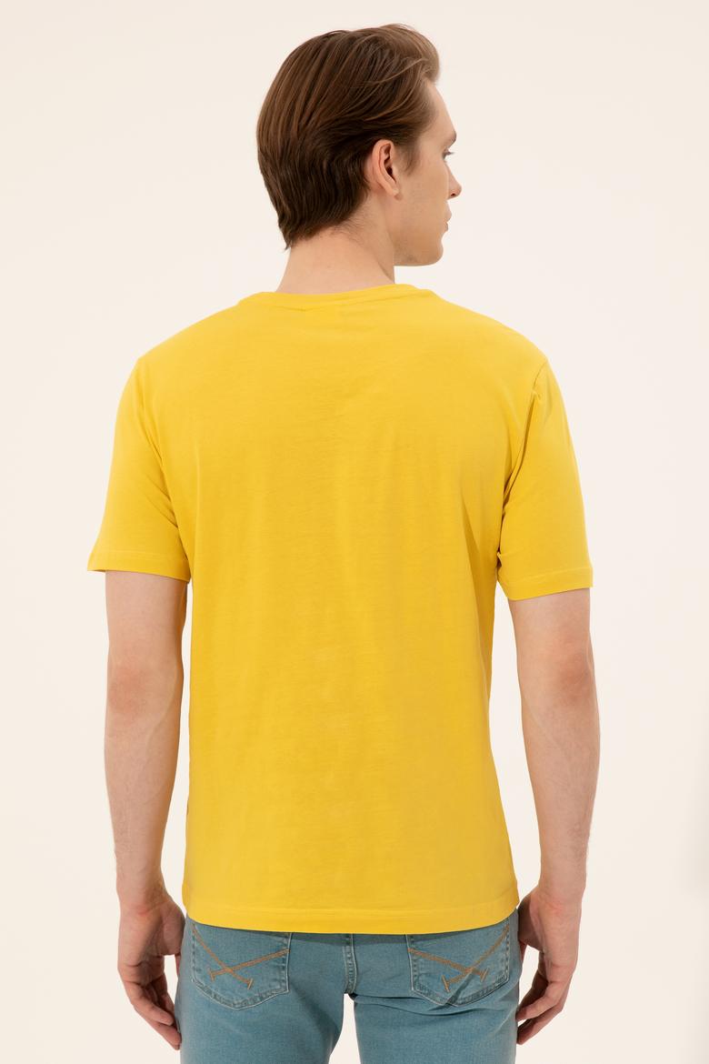 Erkek Safran Bisiklet Yaka Tişört - 50248581027