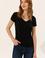 Kadın Siyah V Yaka Basic Tişört