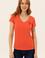 Kadın Kırmızı V Yaka Basic Tişört