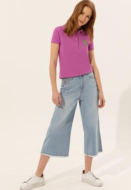Kadın Menekşe Basic Polo Yaka Tişört - 50248991056