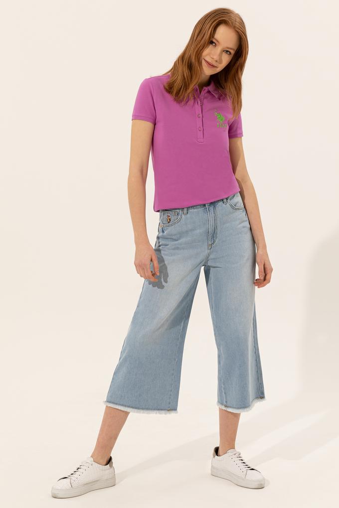 Kadın Menekşe Basic Polo Yaka Tişört