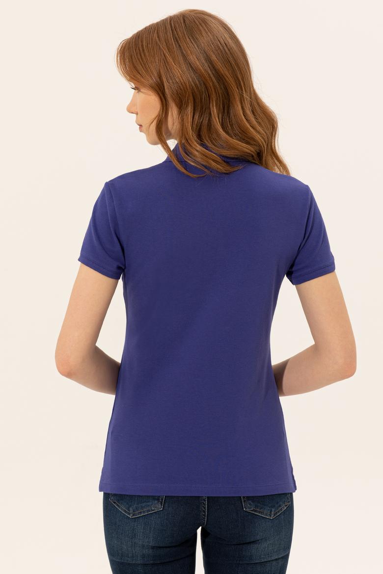 Kadın Mavi Basic Polo Yaka Tişört - 50248991130