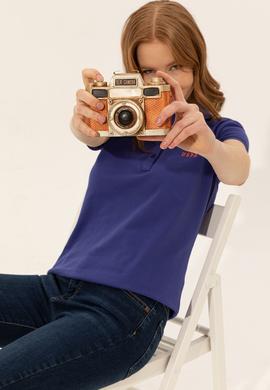 Kadın Mavi Basic Polo Yaka Tişört - 50248991130