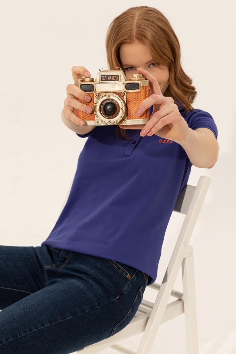 Kadın Mavi Basic Polo Yaka Tişört - 50248991130