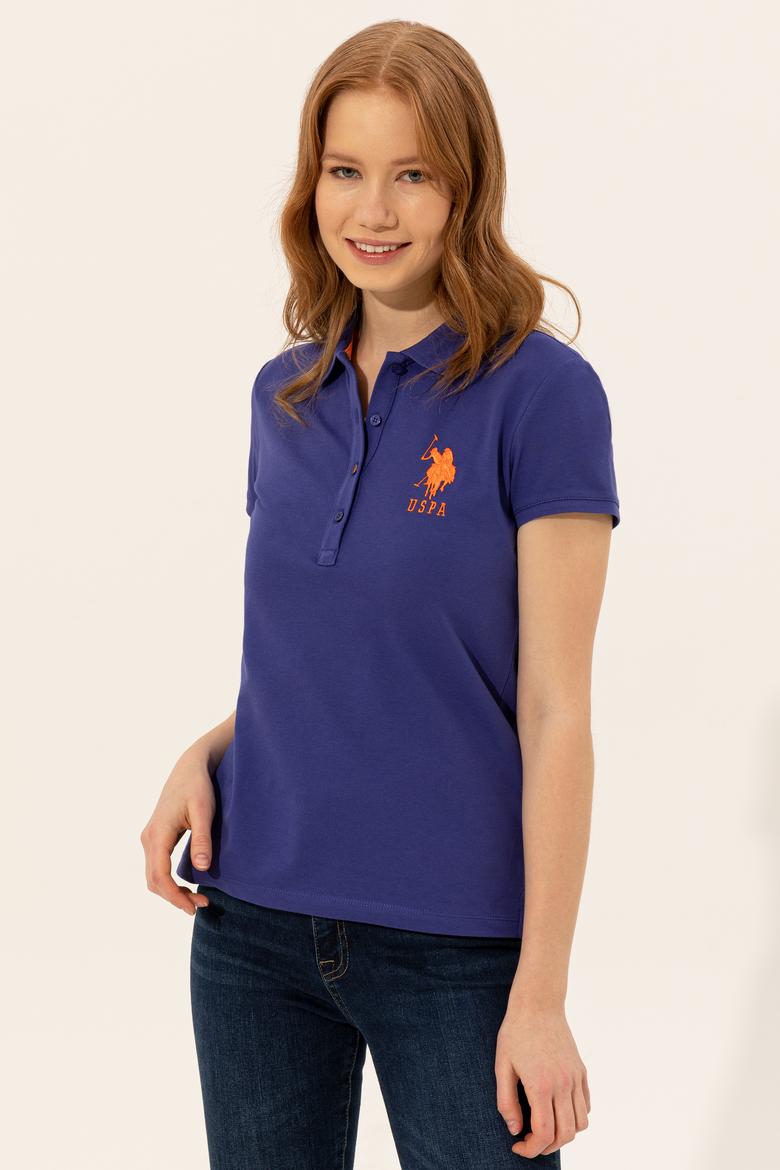 Kadın Mavi Basic Polo Yaka Tişört