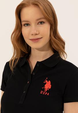 Kadın Siyah Basic Polo Yaka Tişört - 50248991069