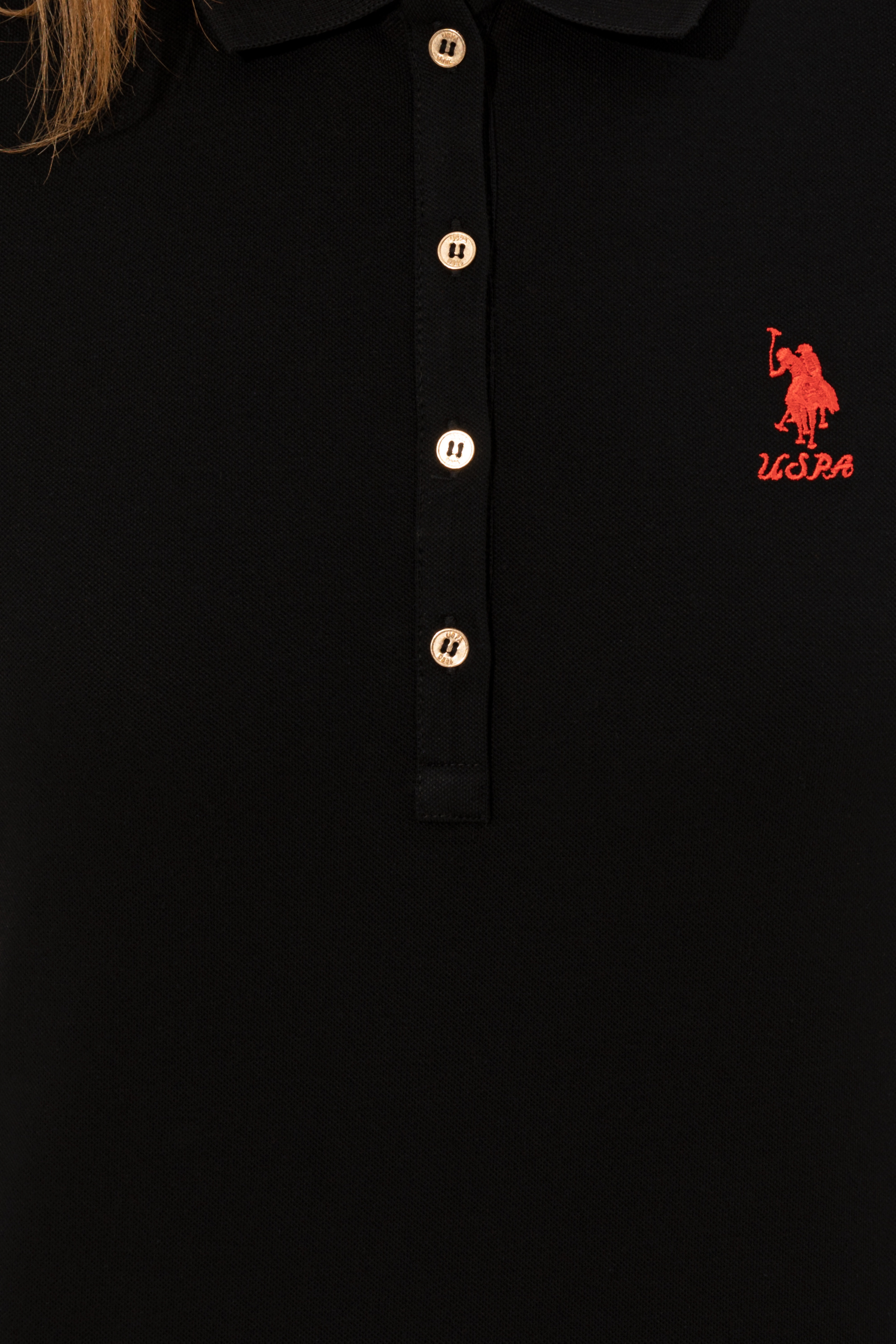 Kadın Siyah Basic Polo Yaka Tişört - Image 6