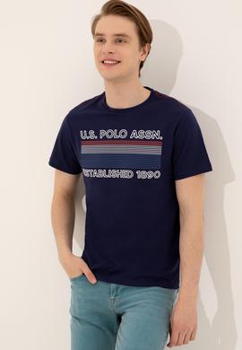 Erkek Lacivert Bisiklet Yaka T-Shirt - 50246309014