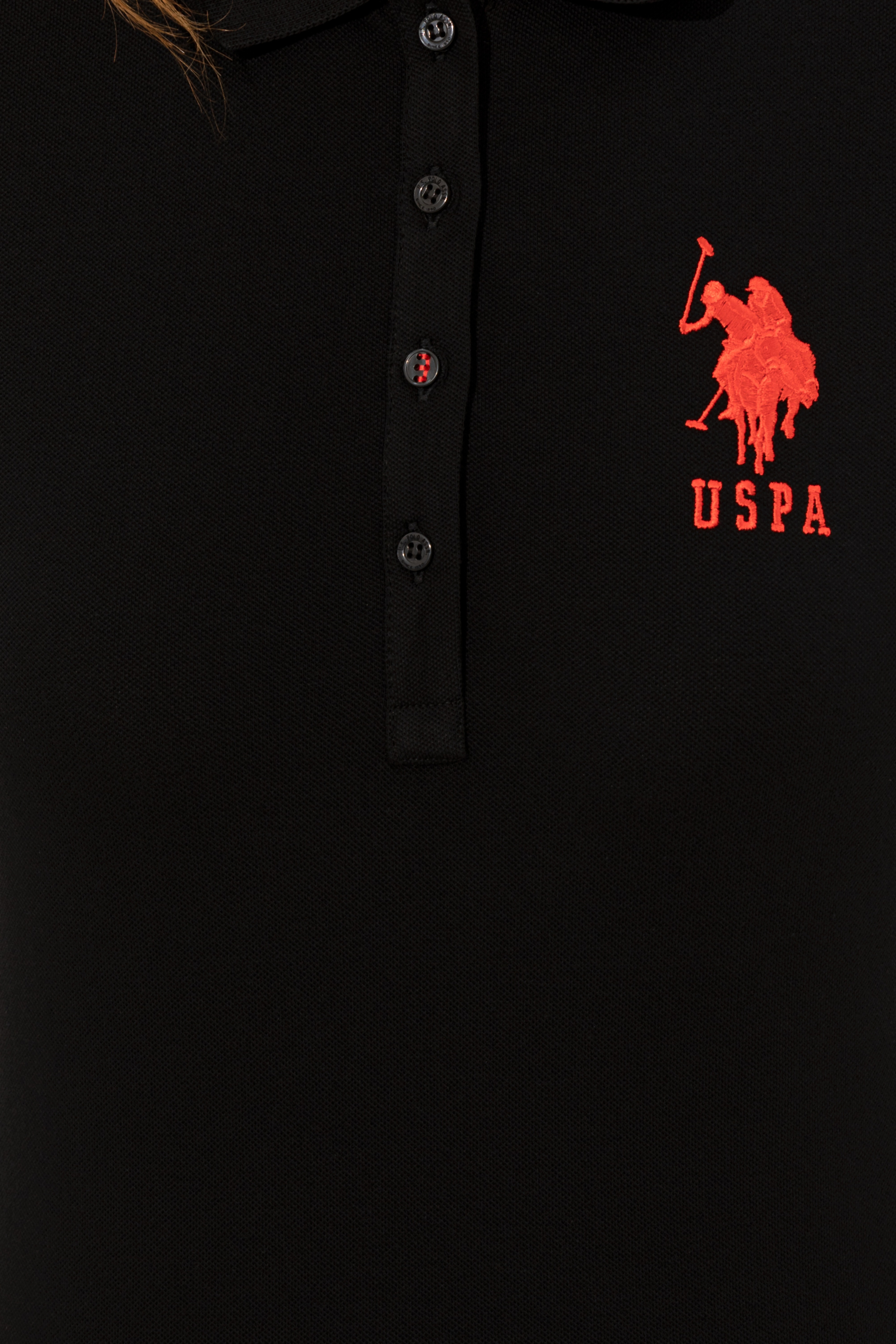 Kadın Siyah Basic Polo Yaka Tişört - Image 6