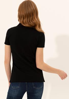 Kadın Siyah Basic Polo Yaka Tişört - 50248991069