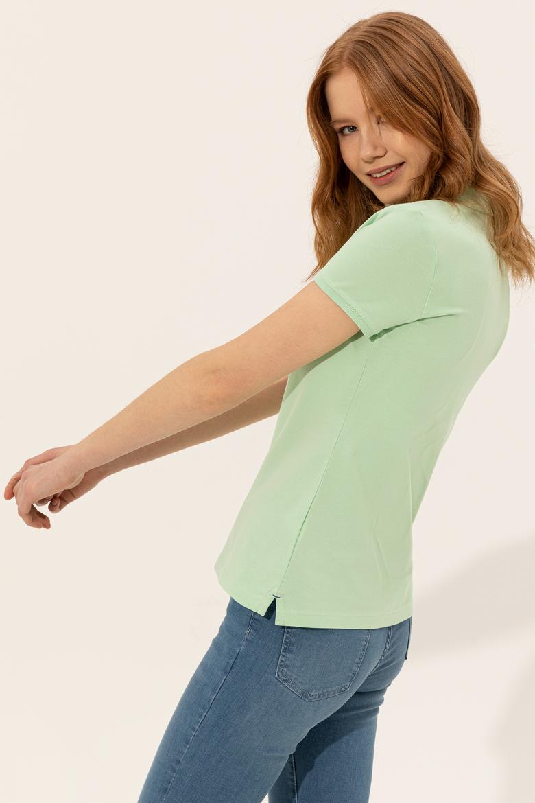 Kadın Mint Basic Polo Yaka Tişört - 50248991089