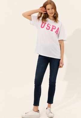 Kadın Beyaz Bisiklet Yaka Tişört - 50249001002