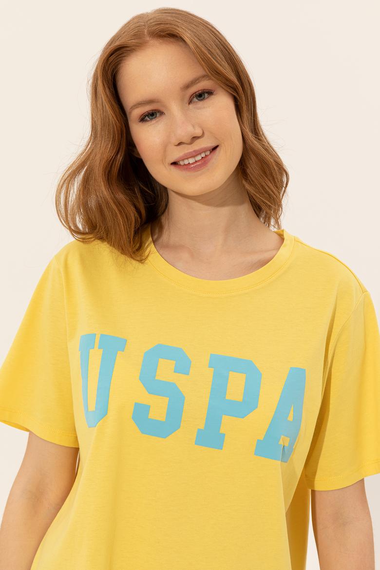 Kadın Açık Sarı Bisiklet Yaka Tişört - 50249001088