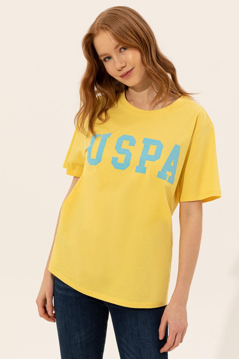 Kadın Açık Sarı Bisiklet Yaka Tişört - 50249001088