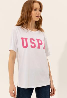 Kadın Beyaz Bisiklet Yaka Tişört - 50249001002