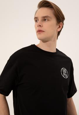 Erkek Siyah Oversize Bisiklet Yaka Tişört - 50252089031