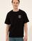 Erkek Siyah Oversize Bisiklet Yaka Tişört