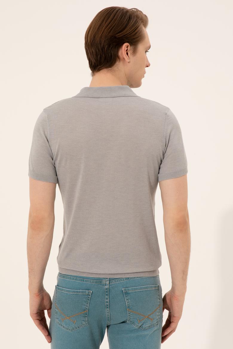 Erkek Açık Gri Triko Kazak - 50254495010