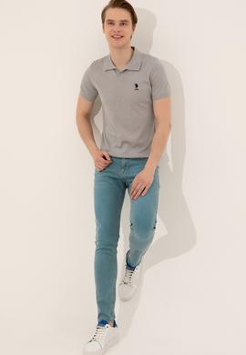 Erkek Polo Yaka Açık Gri Triko Kazak - 50254495014