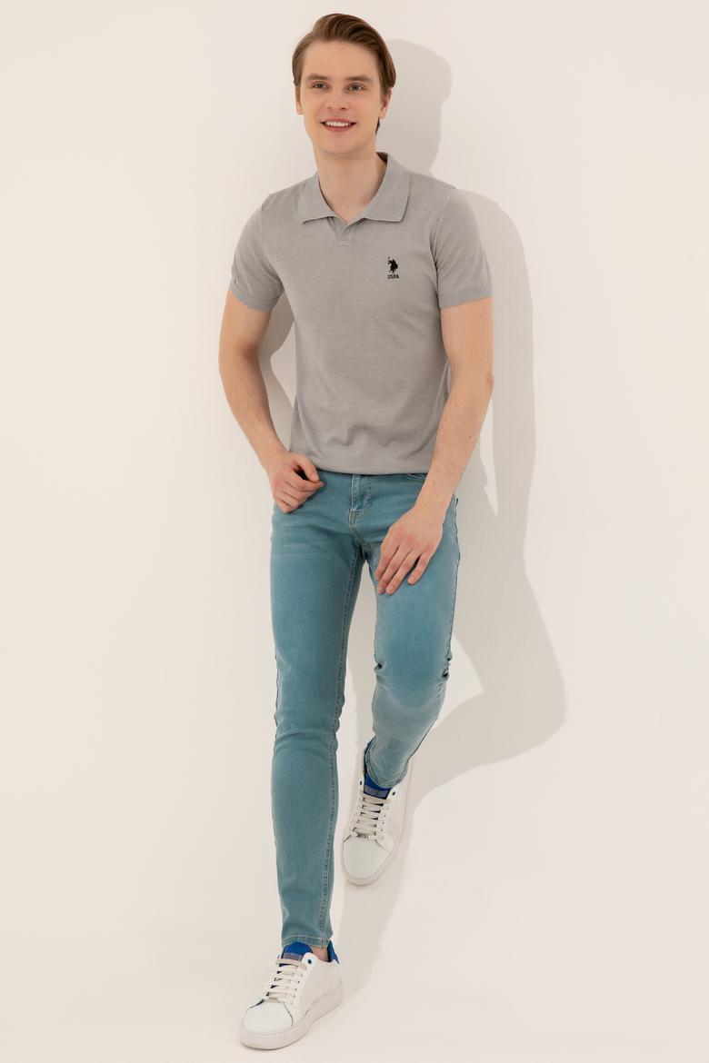 Erkek Polo Yaka Açık Gri Triko Kazak - 50254495014