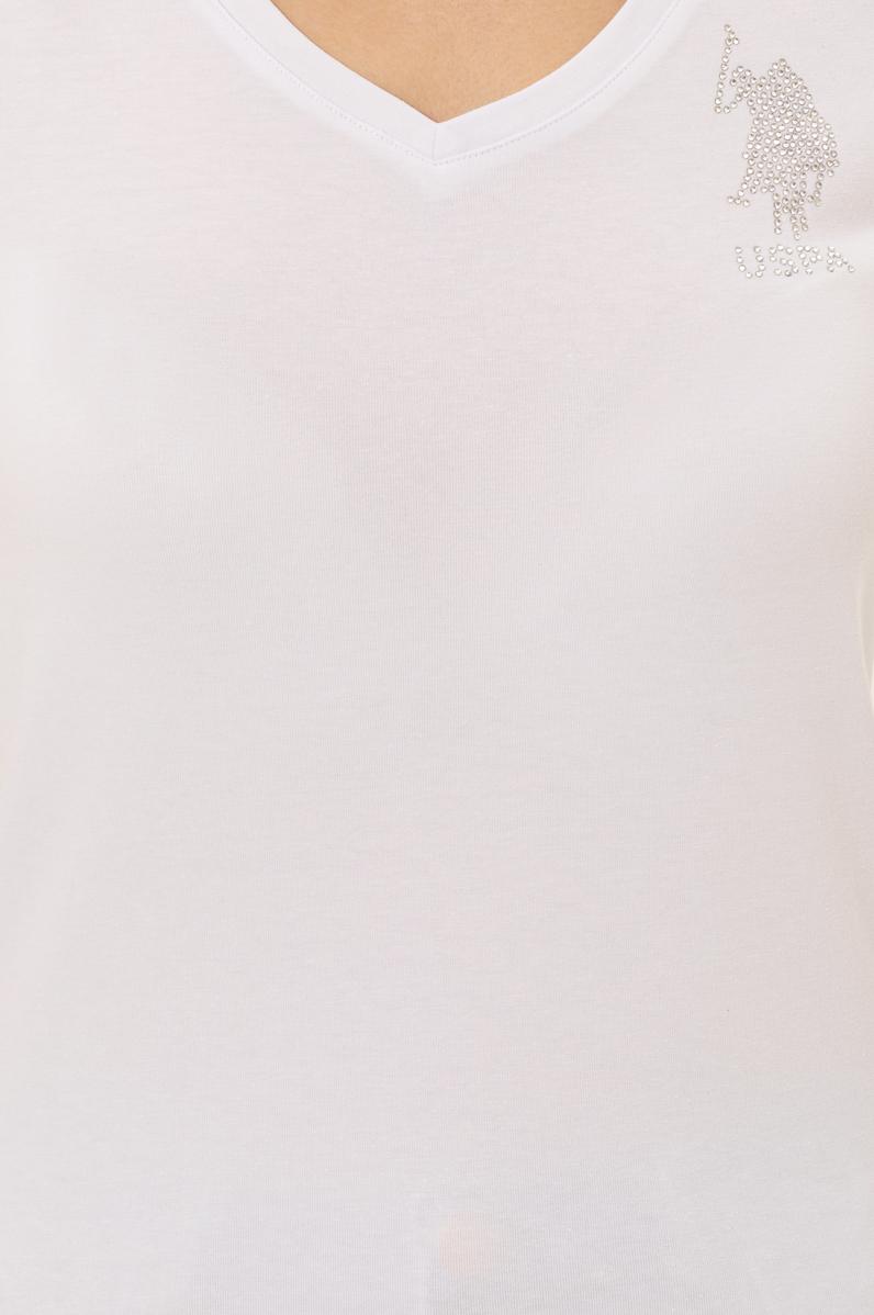 Kadın Beyaz V Yaka Basic Tişört