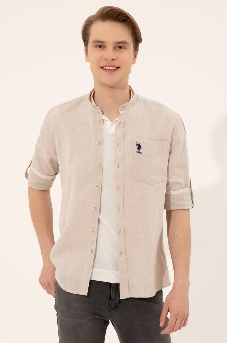 Erkek Haki Gömlek Uzunkol