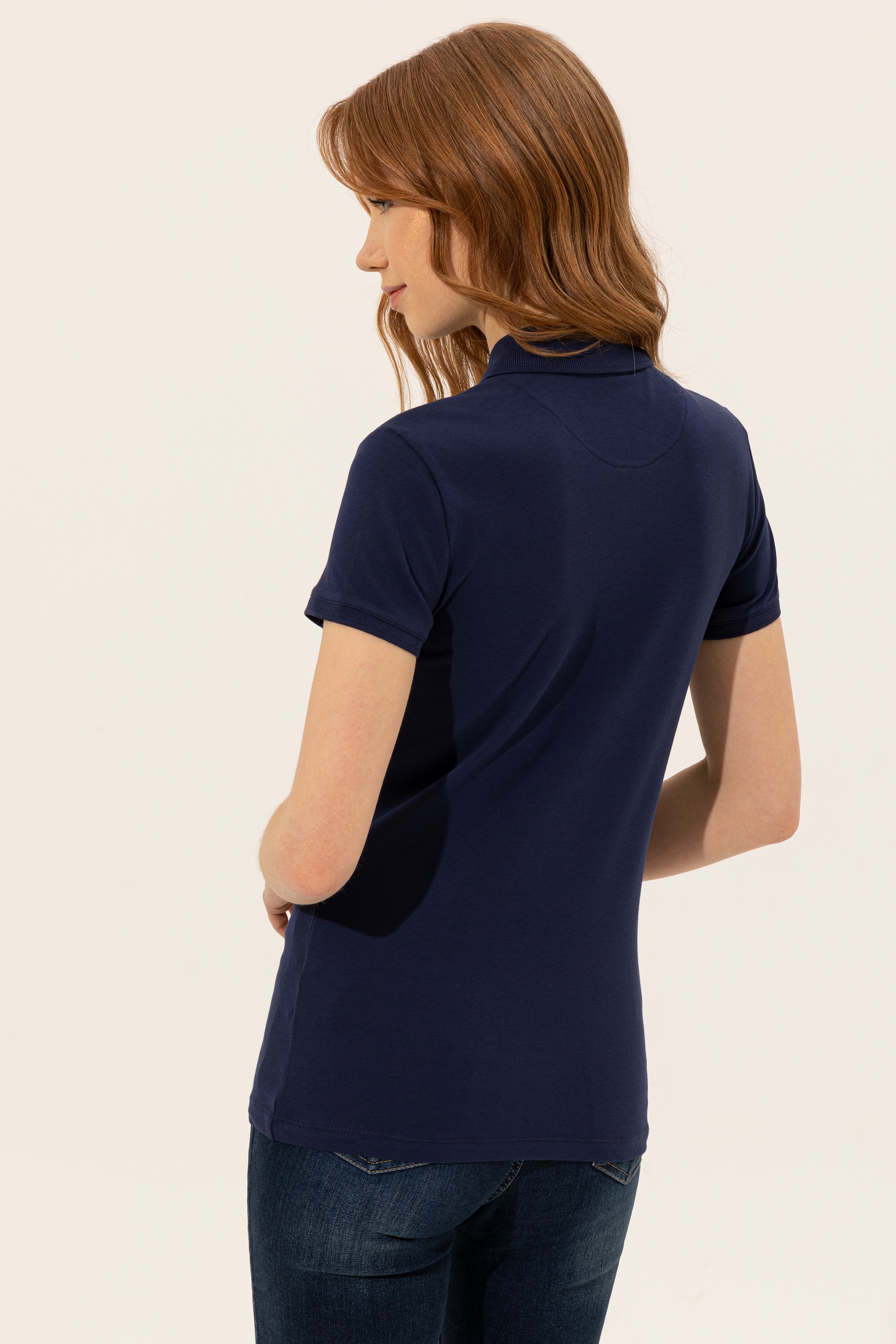 Kadın Lacivert Basic Polo Yaka Tişört