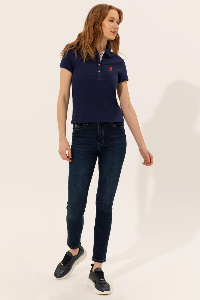 Kadın Lacivert Basic Polo Yaka Tişört - 50246287010