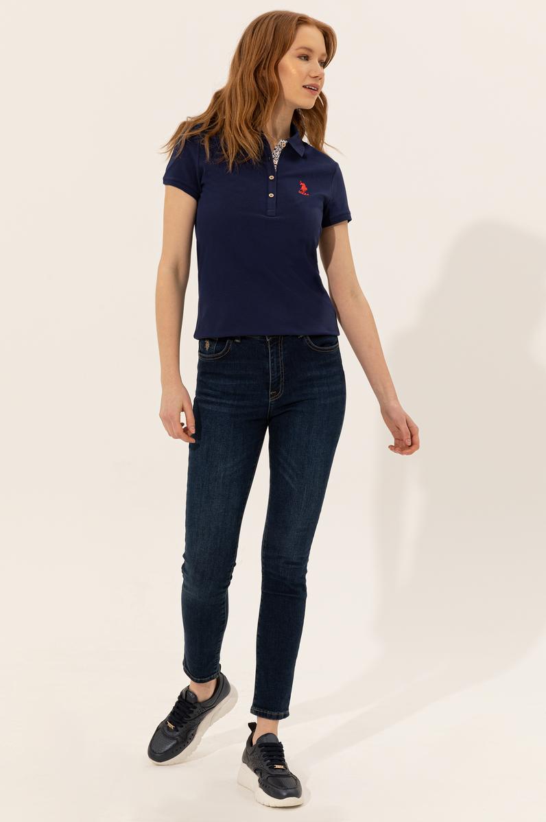 Kadın Lacivert Basic Polo Yaka Tişört