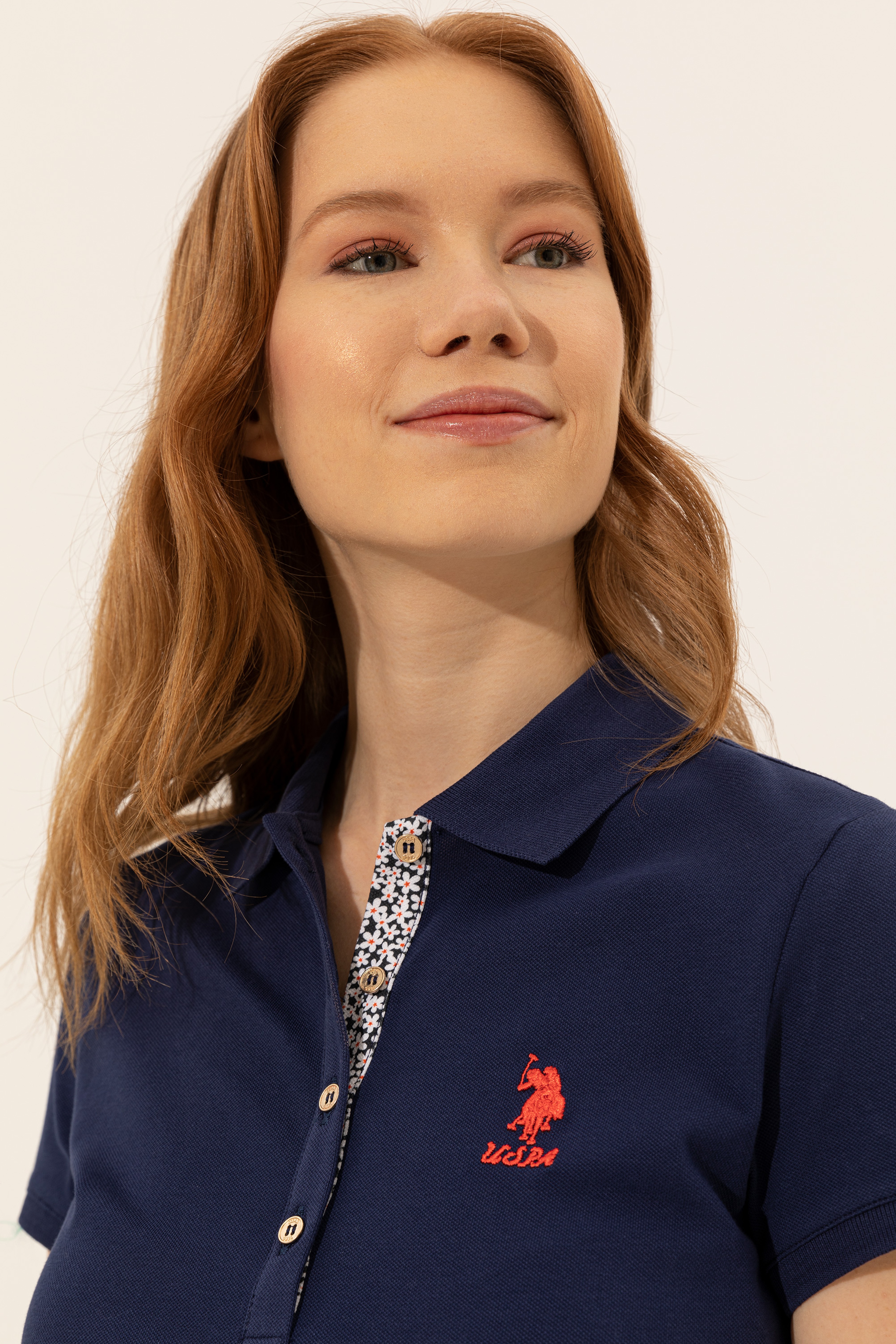 Kadın Lacivert Basic Polo Yaka Tişört