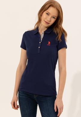Kadın Lacivert Basic Polo Yaka Tişört - 50246287010