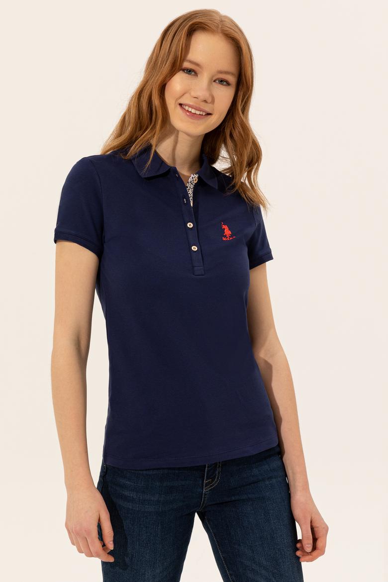 Kadın Lacivert Basic Polo Yaka Tişört - 50246287010