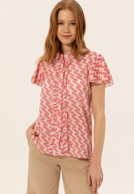 Kadın Pembe Kısa Kollu Gömlek - 50247122006