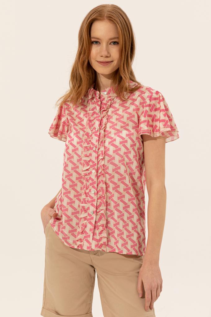 Kadın Pembe Kısa Kollu Gömlek