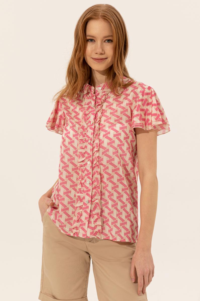 Kadın Pembe Kısa Kollu Gömlek