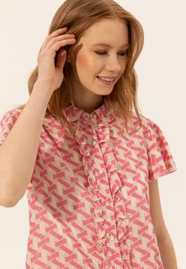 Kadın Pembe Kısa Kollu Gömlek - 50247122006