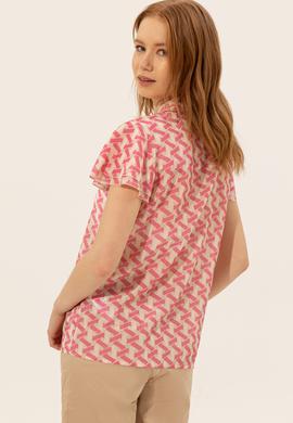 Kadın Pembe Kısa Kollu Gömlek - 50247122006