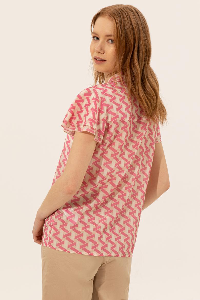 Kadın Pembe Kısa Kollu Gömlek - 50247122006