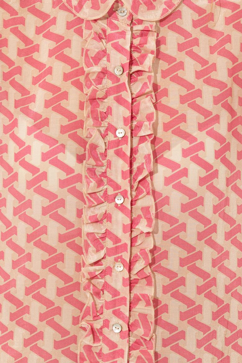 Kadın Pembe Kısa Kollu Gömlek - 50247122006