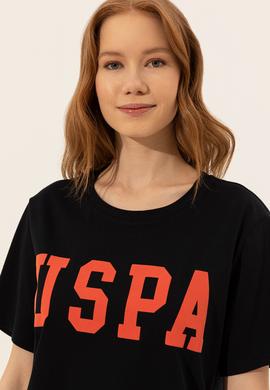 Kadın Siyah Bisiklet Yaka Tişört - 50249001056