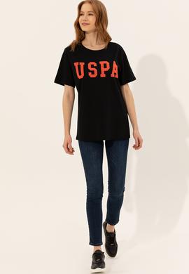 Kadın Siyah Bisiklet Yaka Tişört - 50249001056