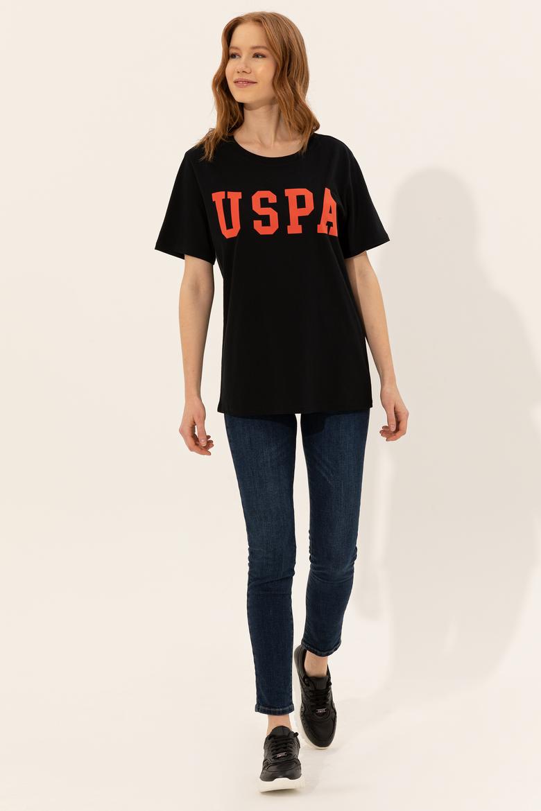 Kadın Siyah Bisiklet Yaka Tişört - 50249001056