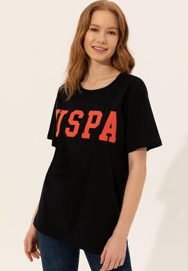 Kadın Siyah Bisiklet Yaka Tişört - 50249001056