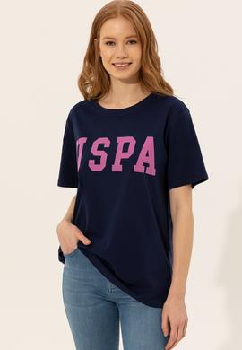 Kadın Lacivert Bisiklet Yaka Tişört - 50249001022