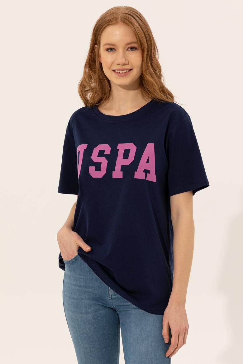 Kadın Lacivert Bisiklet Yaka Tişört