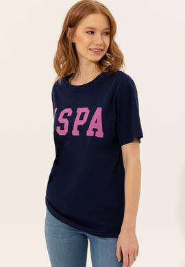 Kadın Lacivert Bisiklet Yaka Tişört - 50249001022