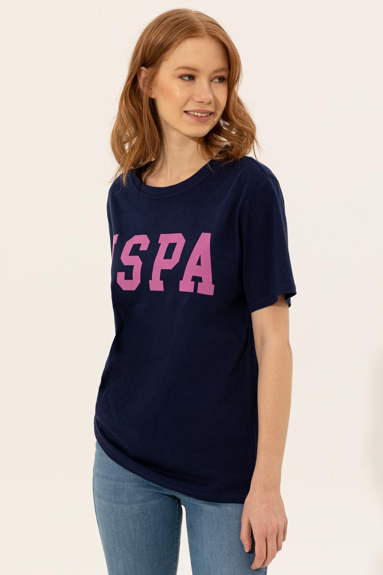 Kadın Lacivert Bisiklet Yaka Tişört - 50249001022