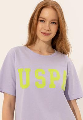 Kadın Lila Bisiklet Yaka Tişört - 50249001030