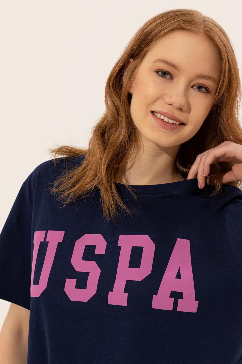 Kadın Lacivert Bisiklet Yaka Tişört - 50249001022