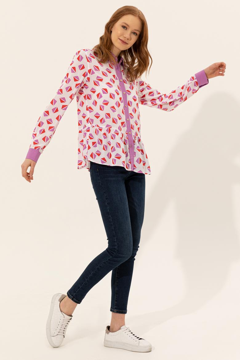 Kadın Menekşe Uzun Kollu Gömlek - 50246758022